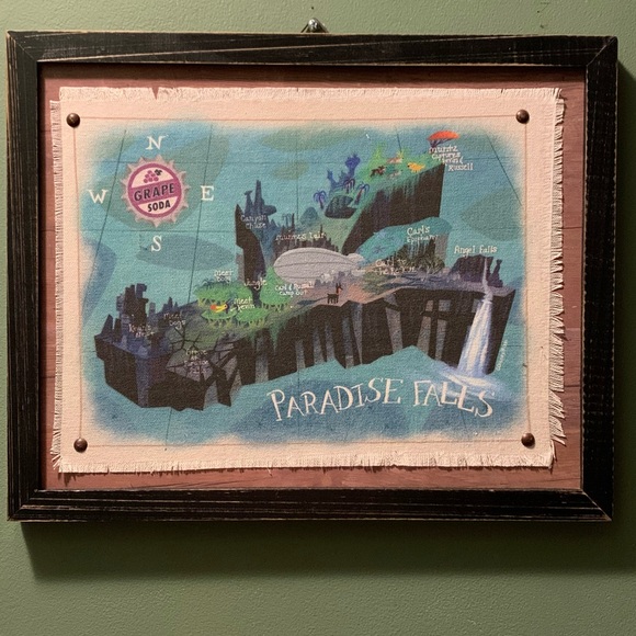 DISNEY PIXAR UP PARADISE FALLS FRAMED MAP ART! - Picture 2 of 9